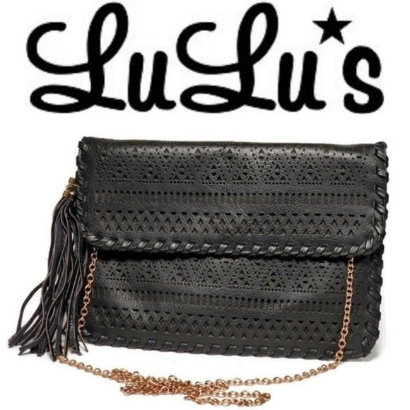 Lulus Handbags - Faux Leather Laser Cut Envelope Clutch Purse